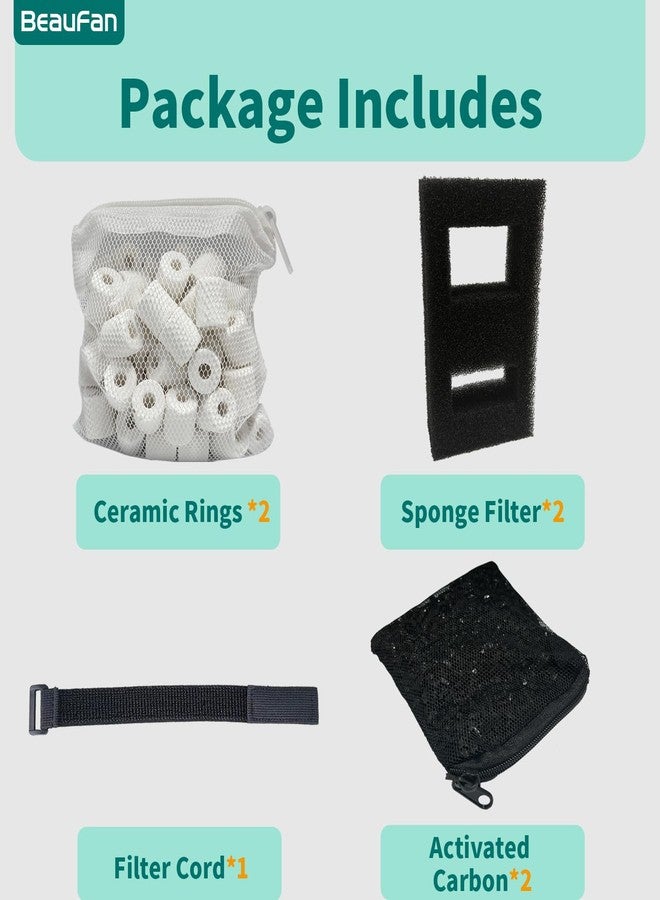 beaufan 2 Set Aquarium Filter Media Kits Compatible with Fluval Flex (15 Gal) Desktop Aquarium, Includes 2 Carbon Filter Refills, 2 Foam Filters A1375, 2 Ceramic Rings & 1 Filter Cord - Image 3